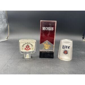 Vintage Acrylic Beer Tap / Handle Knob 3 Lot Miller Light/ Michelob/ Stroh